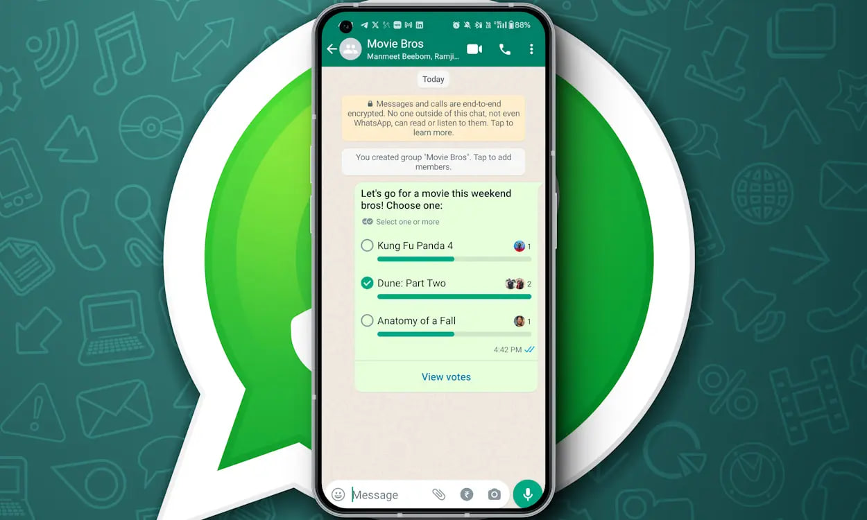 نظر سنجی در واتس اپ